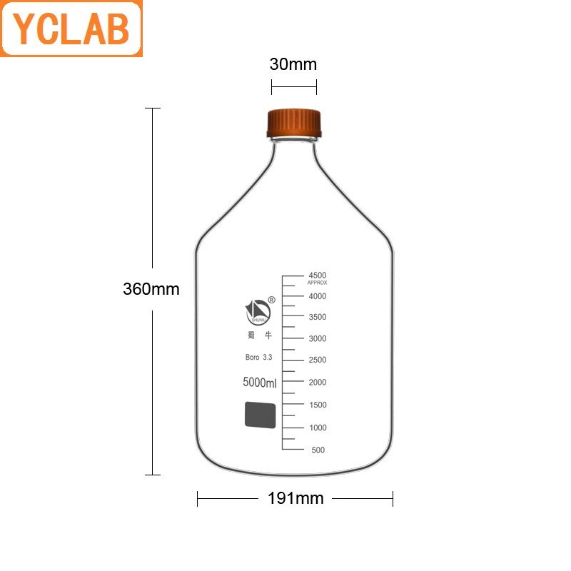 YCLAB 5000mL Reagent Bottle 5L - Medical Lab Equipment 评论和价格