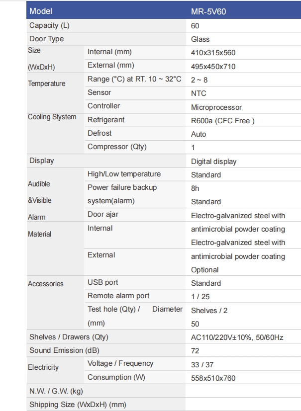 60L Medical Refrigerator (2-8° - Medical Lab Equipment 评论和价格